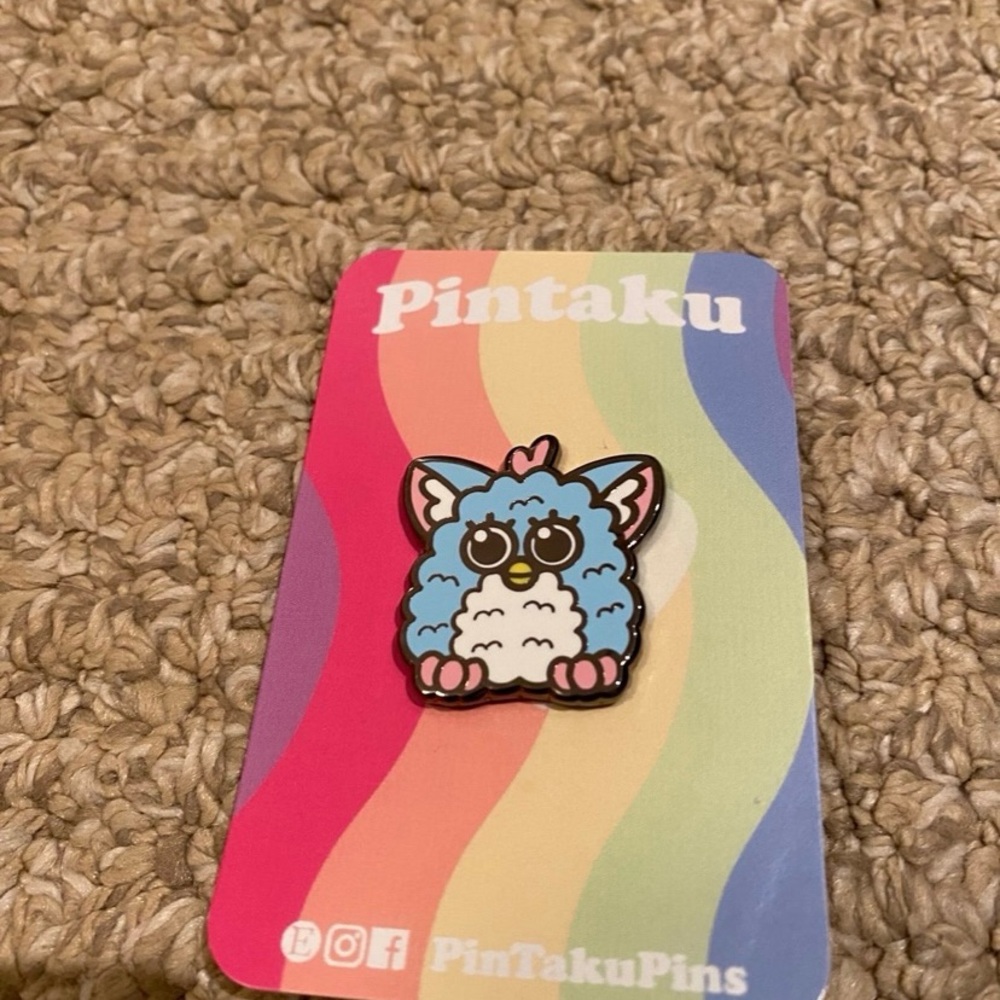 Cute Blue and White Furby Enamel Pin